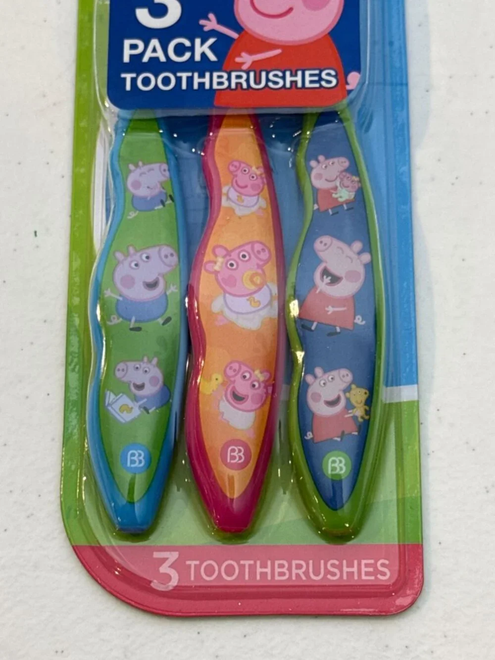 Peppa Pig Kids Toothbrushes 3 Pack Soft Brush Buddies New